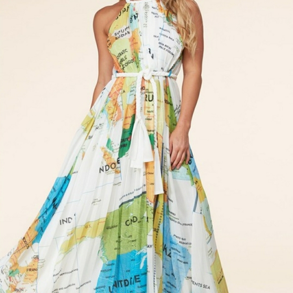 SELLING FAST‼️World Map Print Maxi Dress - Picture 8 of 16